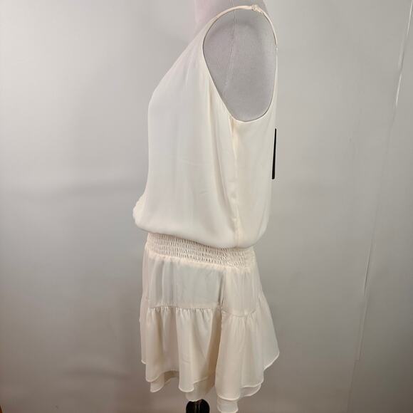 Krisa White Smocked Cami Mini Tie Strap Dress New with tags Size Medium - Picture 5 of 8